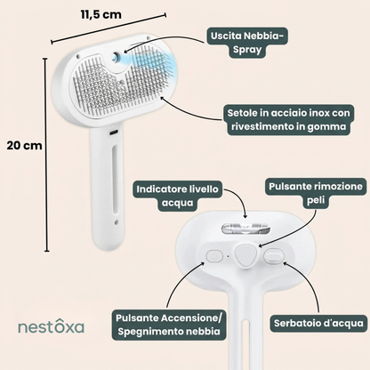 Nestoxa® Vapore Pro | Spazzola Professionale per la Cura del Pelo degli Animali