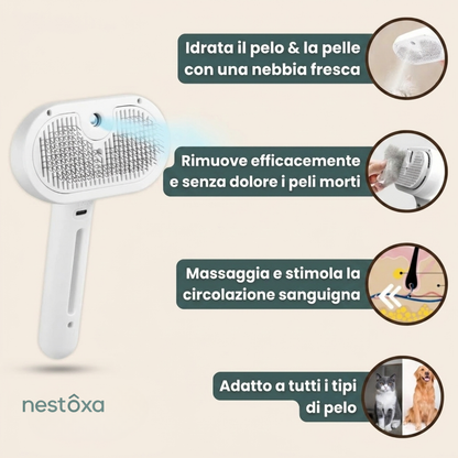 Nestoxa® Vapore Pro | Spazzola Professionale per la Cura del Pelo degli Animali