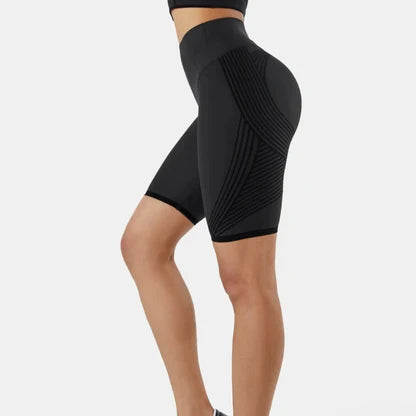 High-Waisted 3D Sculpting Shorts – Above the Knee