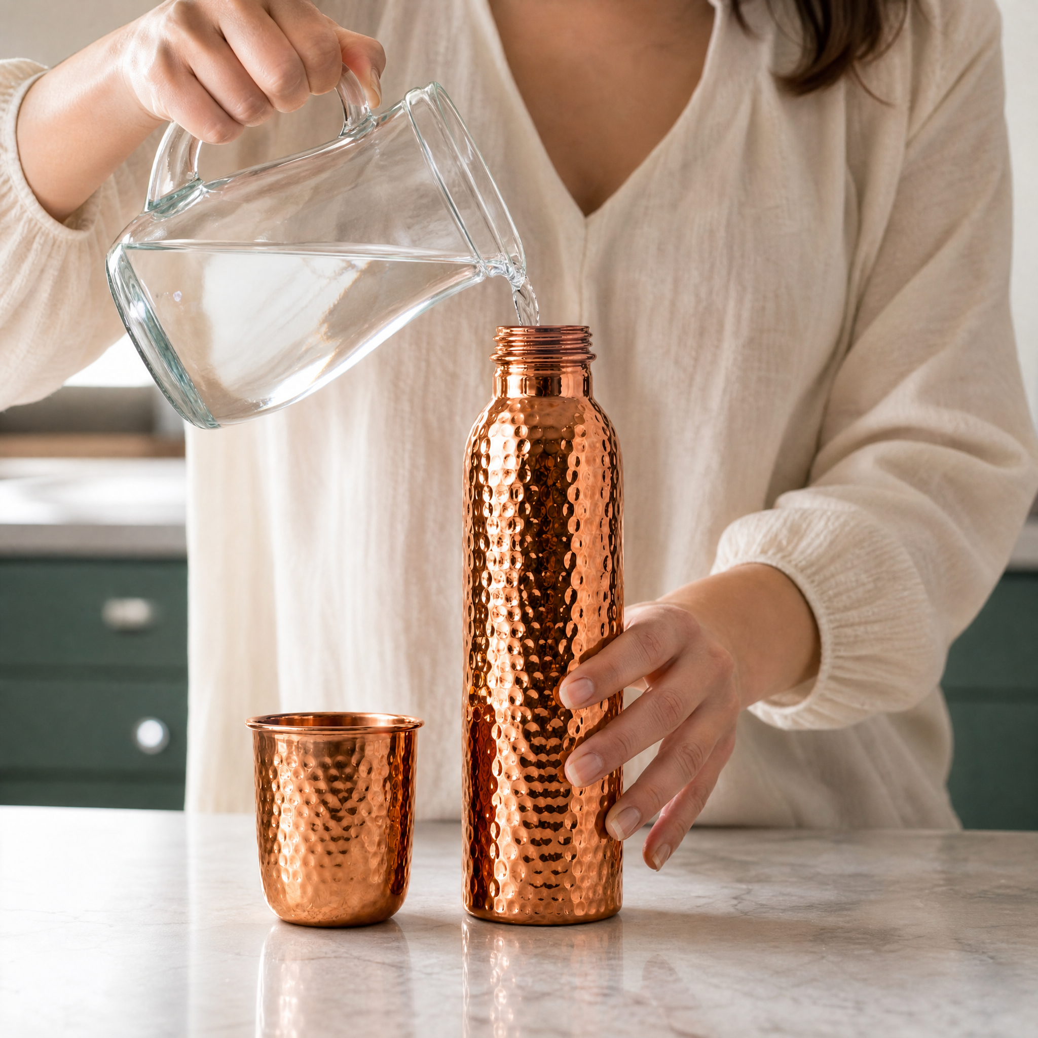 Borraccia in Rame Puro – Nestoxa™ | L'Acqua Purificata Naturalmente, Senza Plastica Image